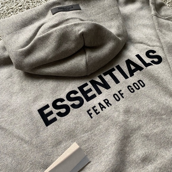ESSENTIALS FEAR OF GOD DARK OATMEAL PULLOVER HOODIE - Picture 3 of 9